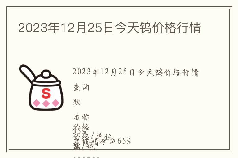 2023年12月25日今天鎢價格行情