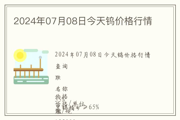 2024年07月08日今天鎢價格行情