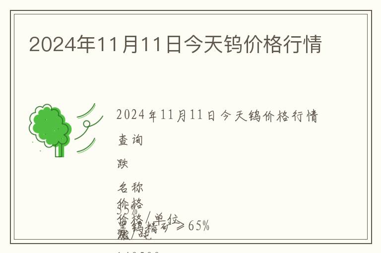 2024年11月11日今天鎢價格行情