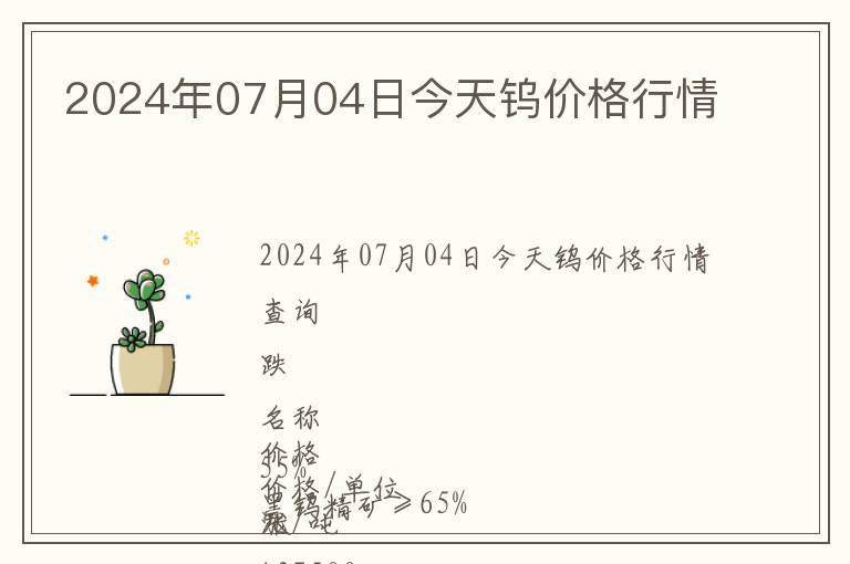 2024年07月04日今天鎢價格行情