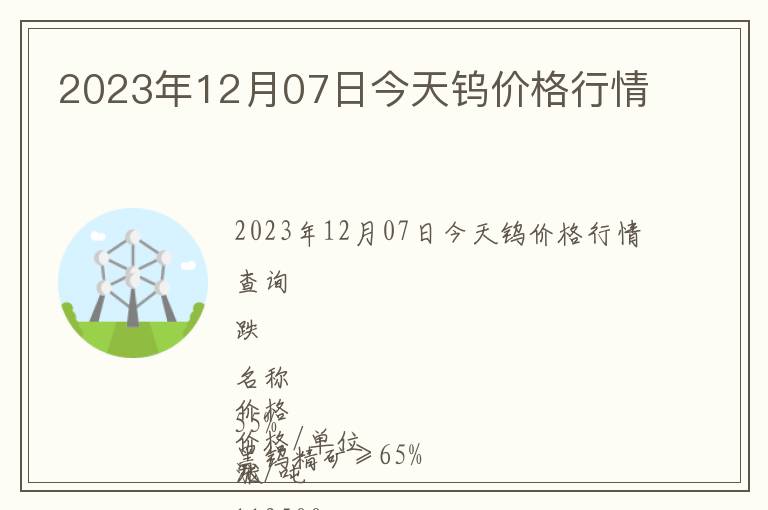 2023年12月07日今天鎢價格行情