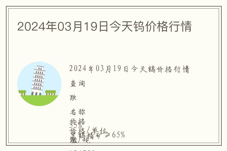 2024年03月19日今天鎢價格行情