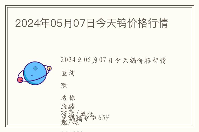 2024年05月07日今天鎢價格行情