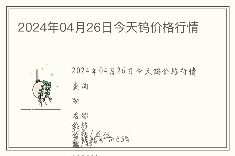 2024年04月26日今天鎢價格行情