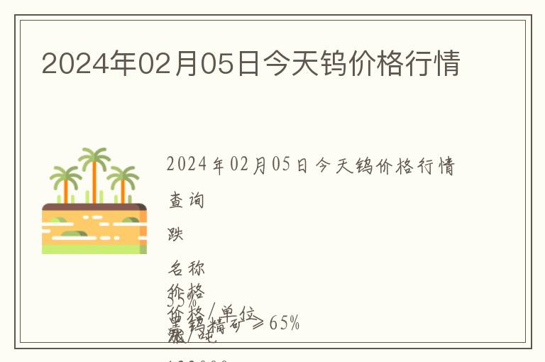 2024年02月05日今天鎢價格行情