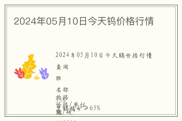 2024年05月10日今天鎢價格行情