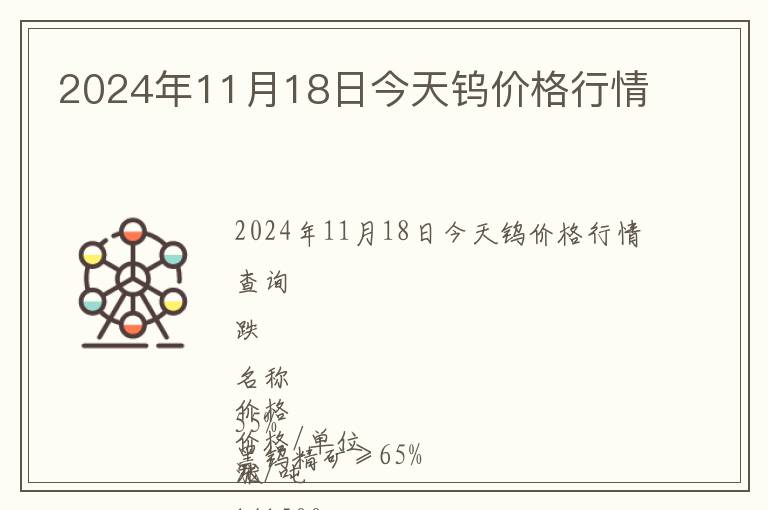 2024年11月18日今天鎢價格行情