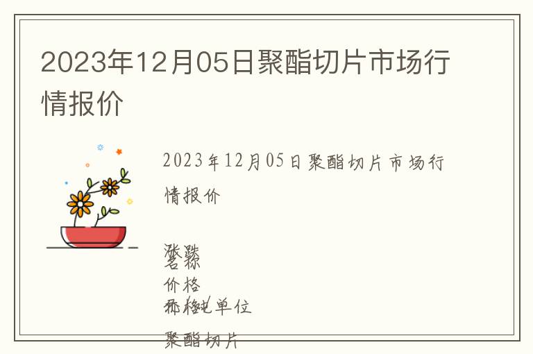 2023年12月05日聚酯切片市場行情報價