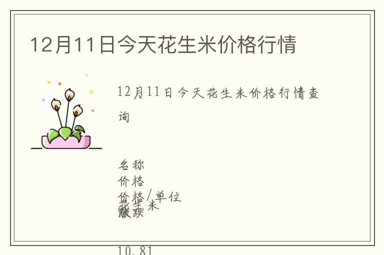 12月11日今天花生米價格行情