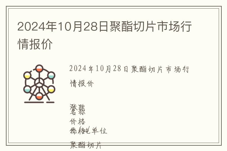 2024年10月28日聚酯切片市場行情報價