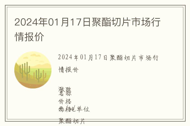 2024年01月17日聚酯切片市場行情報價