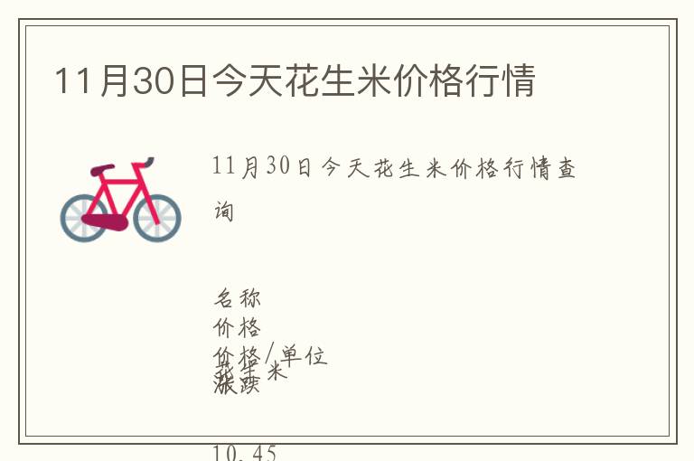 11月30日今天花生米價格行情
