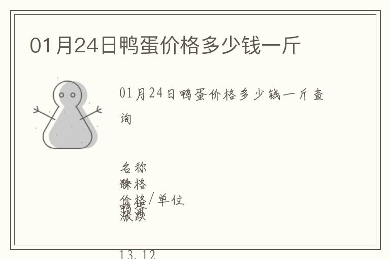 01月24日鴨蛋價格多少錢一斤
