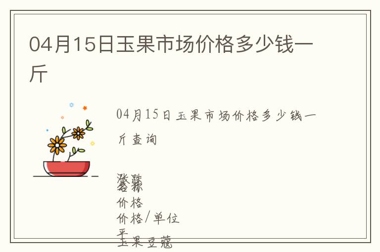 04月15日玉果市場價格多少錢一斤
