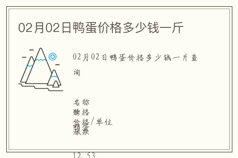 02月02日鴨蛋價(jià)格多少錢一斤