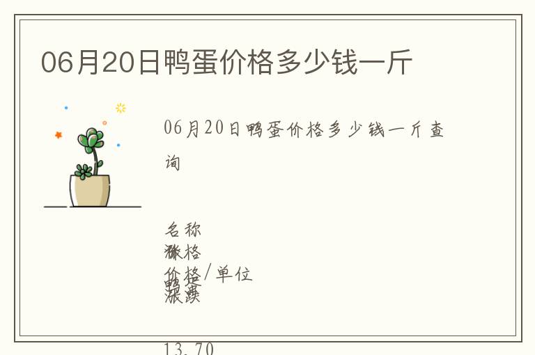 06月20日鴨蛋價(jià)格多少錢一斤