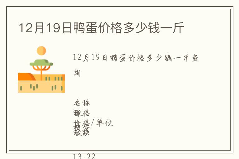 12月19日鴨蛋價格多少錢一斤