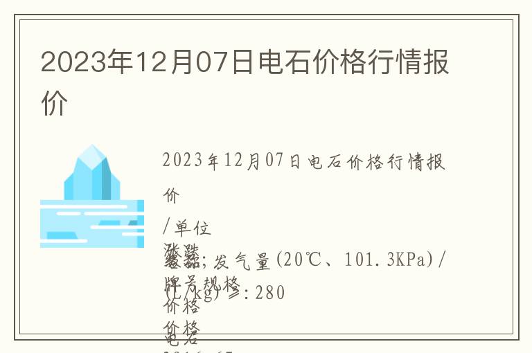 2023年12月07日電石價格行情報價