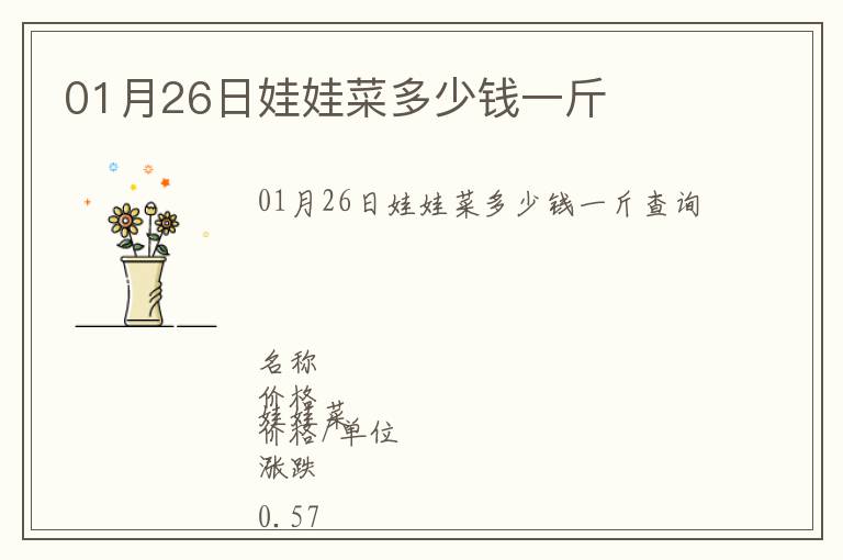 01月26日娃娃菜多少錢一斤