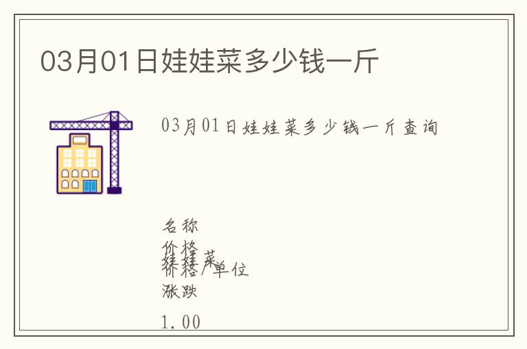03月01日娃娃菜多少錢一斤