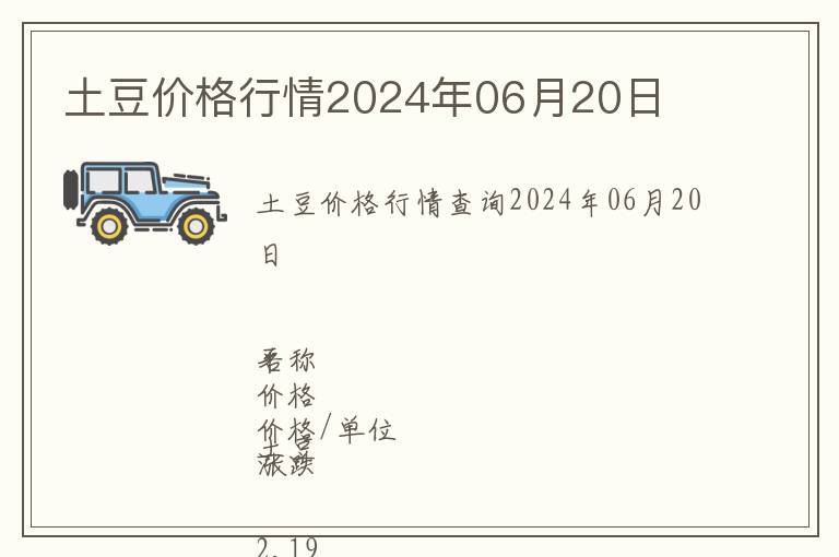 土豆價格行情2024年06月20日