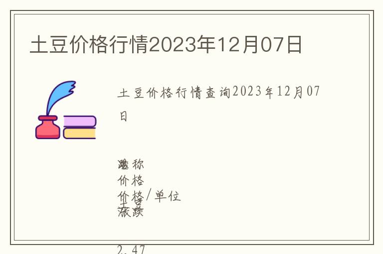 土豆價(jià)格行情2023年12月07日