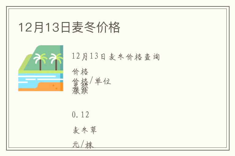 12月13日麥冬價(jià)格