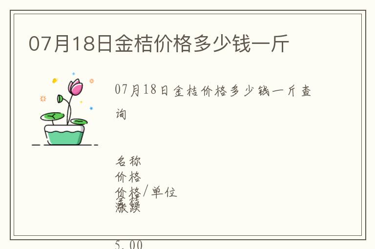 07月18日金桔價格多少錢一斤