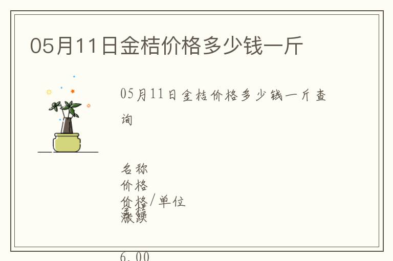05月11日金桔價(jià)格多少錢一斤