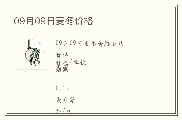 09月09日麥冬價格