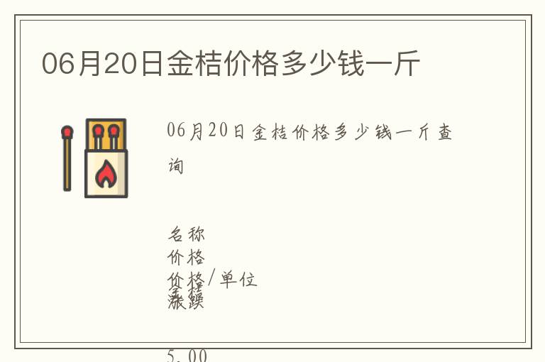 06月20日金桔價格多少錢一斤