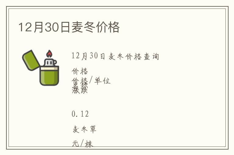 12月30日麥冬價(jià)格