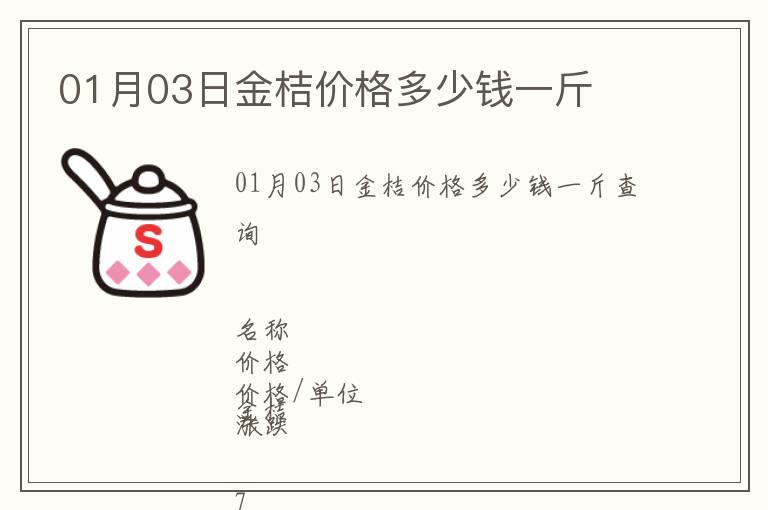 01月03日金桔價格多少錢一斤