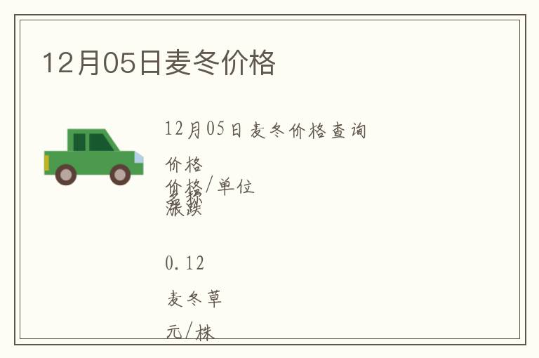 12月05日麥冬價格
