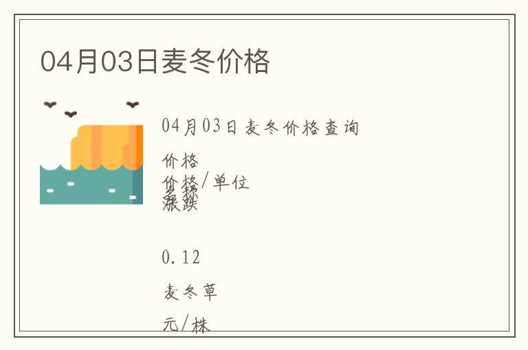 04月03日麥冬價格