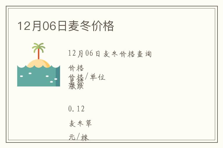 12月06日麥冬價格