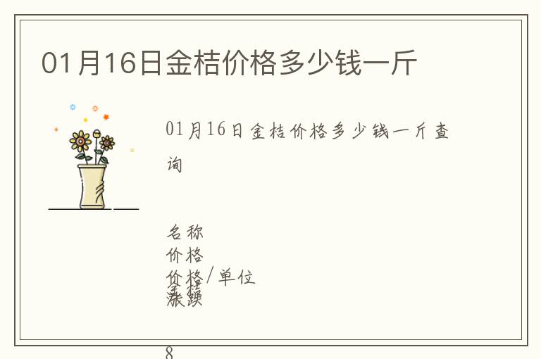 01月16日金桔價(jià)格多少錢一斤