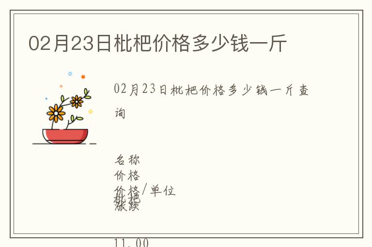 02月23日枇杷價格多少錢一斤