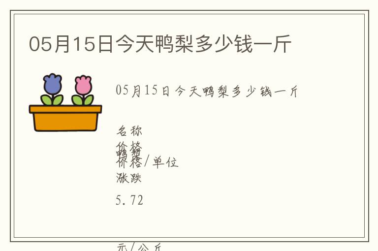 05月15日今天鴨梨多少錢一斤