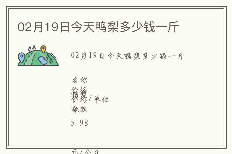 02月19日今天鴨梨多少錢一斤