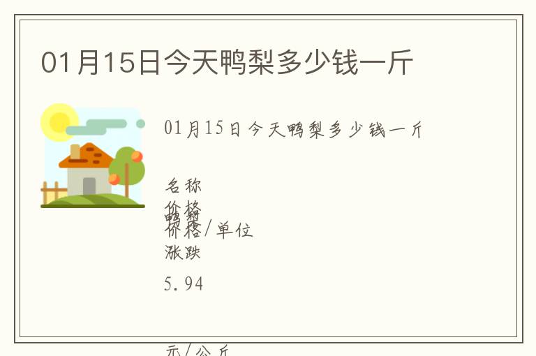 01月15日今天鴨梨多少錢一斤