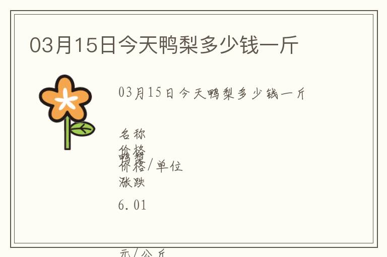 03月15日今天鴨梨多少錢一斤