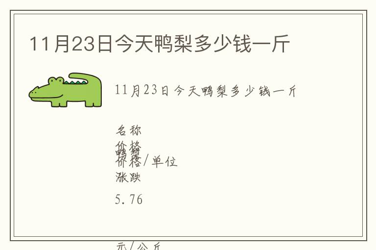 11月23日今天鴨梨多少錢一斤