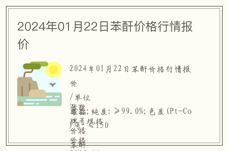 2024年01月22日苯酐價格行情報價