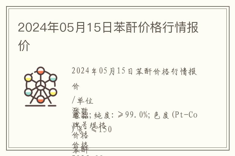 2024年05月15日苯酐價格行情報價