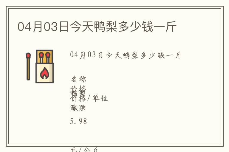 04月03日今天鴨梨多少錢一斤