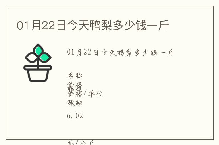 01月22日今天鴨梨多少錢一斤