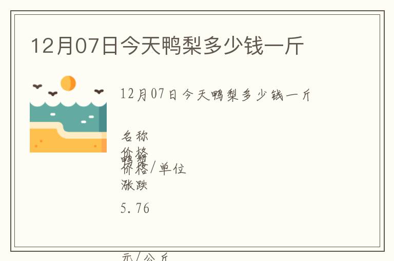 12月07日今天鴨梨多少錢一斤