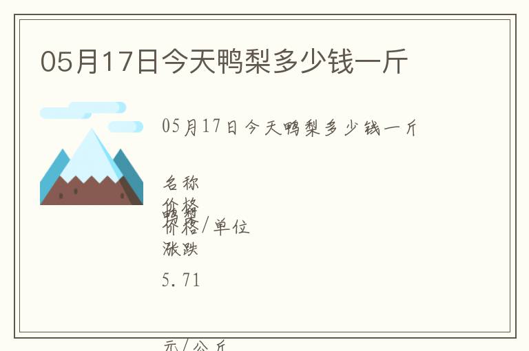 05月17日今天鴨梨多少錢一斤
