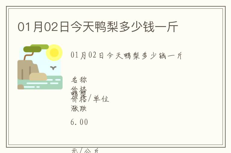 01月02日今天鴨梨多少錢一斤